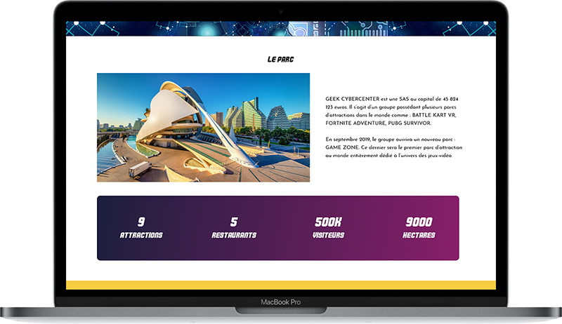 Image de la maquette du projet Gamezone