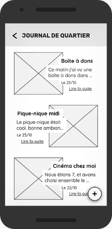 Image d'un écran du premier prototype écran du projet Voisilien