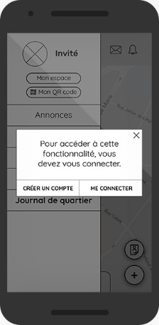 Image d'un écran du premier prototype écran du projet Voisilien