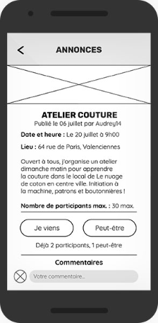 Image d'un écran du premier prototype écran du projet Voisilien