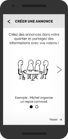 Image d'un écran du premier prototype écran du projet Voisilien