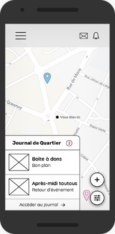 Image d'un écran du premier prototype écran du projet Voisilien