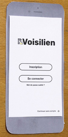 Image d'un écran du second prototype papier du projet Voisilien