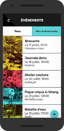 Image d'un écran du prototype écran final avec couche graphique du projet Voisilien